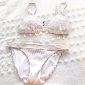 Hollister White Ribbed Bikini